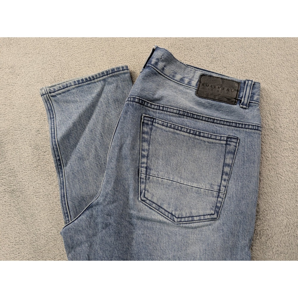 Bullhead Denim Co Stacked Skinny Moto Jeans Light Wash Blue Mens 32x32